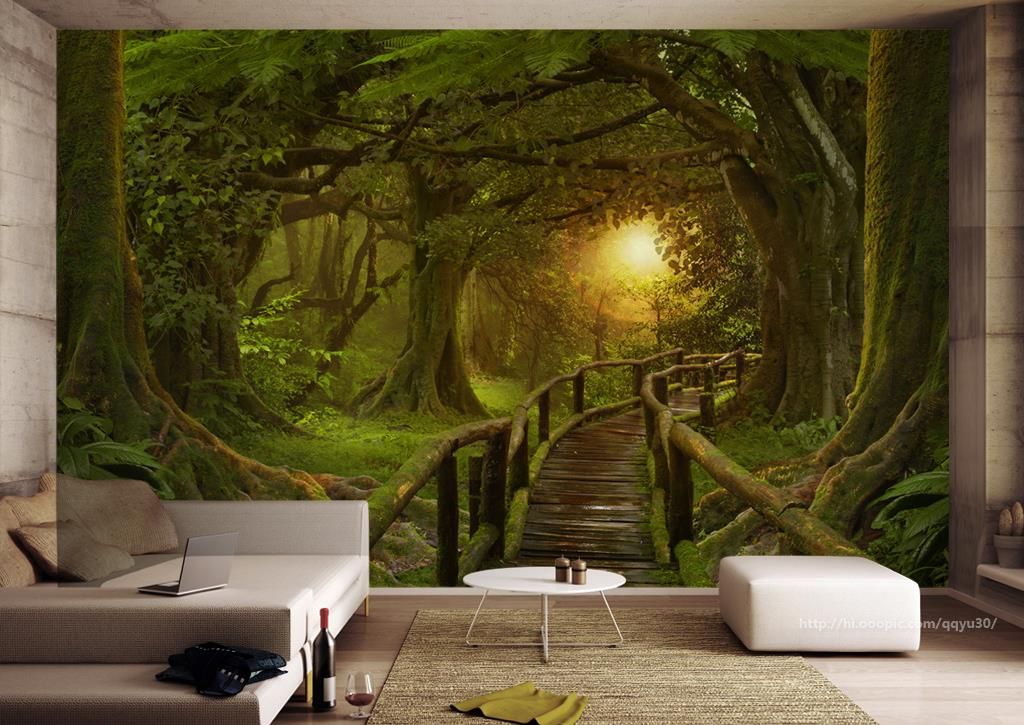 Custom Wallpaper For Walls 3 D Photo Forest Wall ...