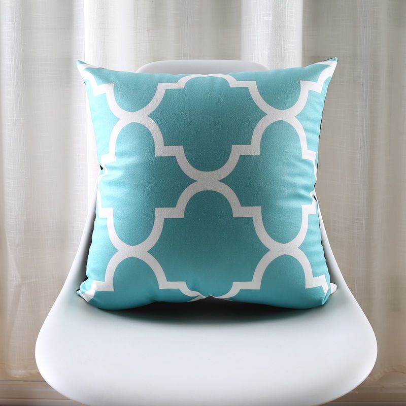 Moroccan Tile Pattern Art Cushion Covers Nordic Light Blue