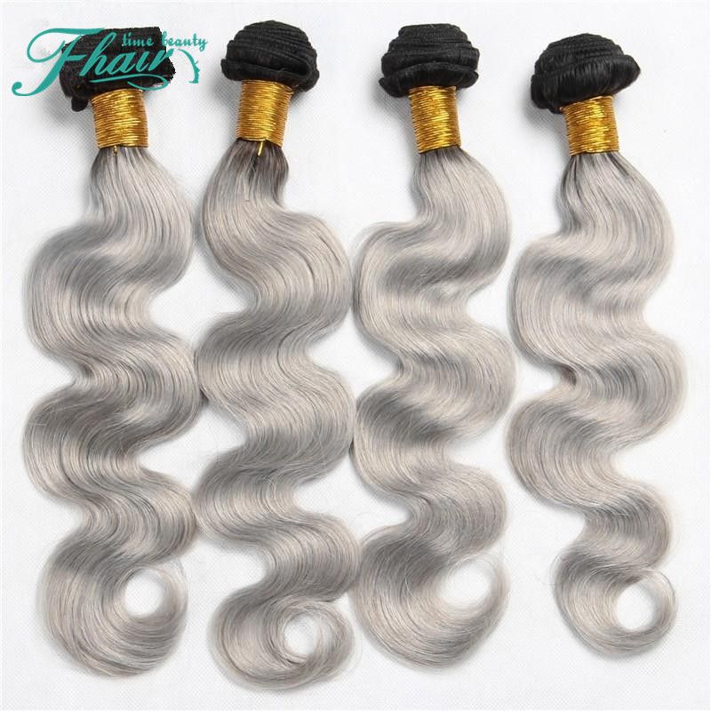 High Products 9a Brazilian Human Hair Extensions Ombre Silver Grey