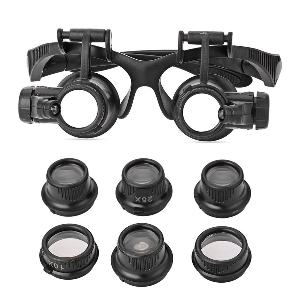 2018 Wholesale Magnifying Glasses 10x 15x 20x 25x Led Magnifier Double Eye Glasses Loupe Lens Jeweler Watch Repair Magnifier Measurement Tools From ...