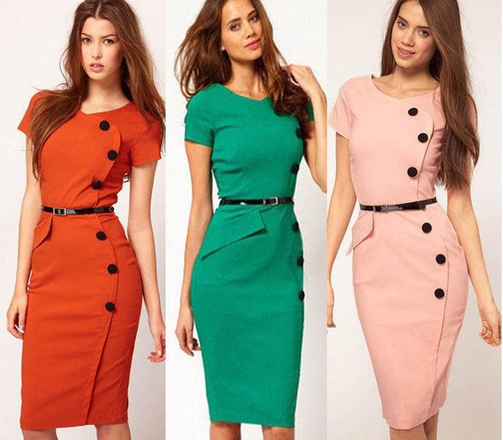 High Quality Dress Fashionable OL Dresses with Short Sleeves 2016