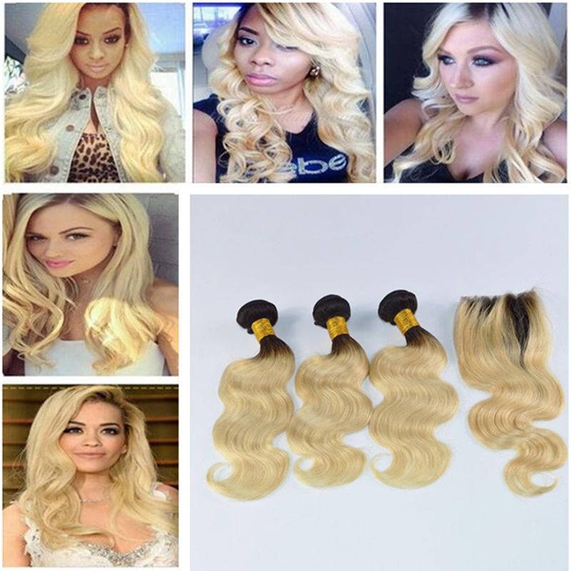 8a Brazilian Blond Ombre Hair With Closure Two Tone Ombre 3