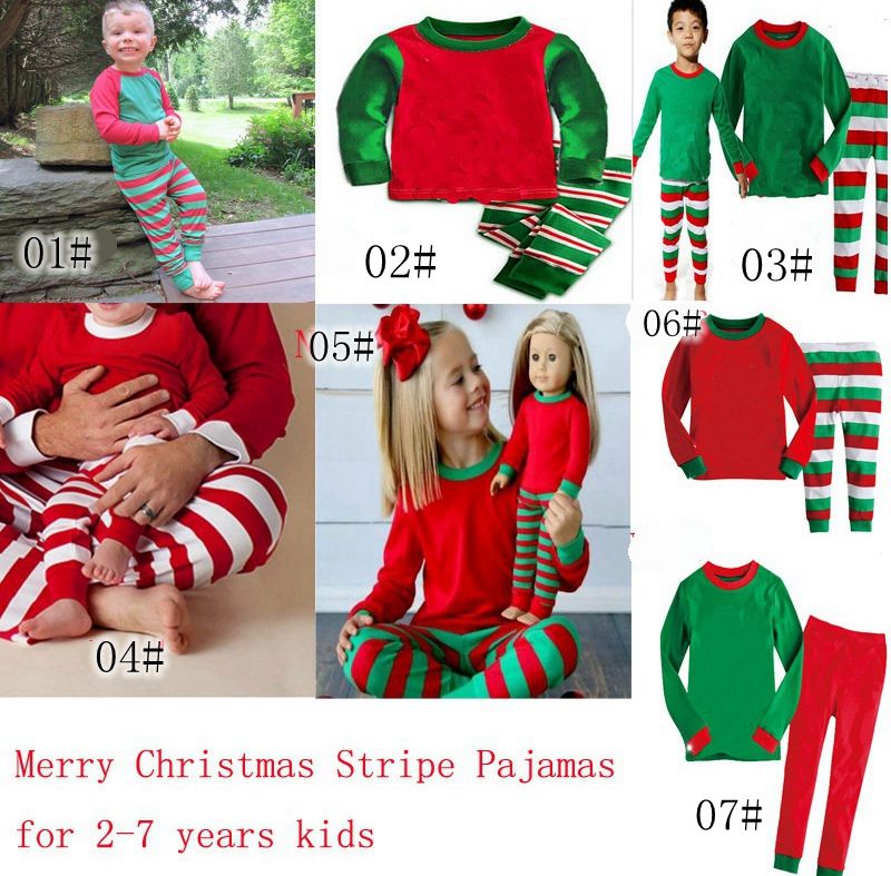 X-mas Christmas Striped Nightwear Winter Baby Kid Boy Girl Pajamas Set Sleepwear