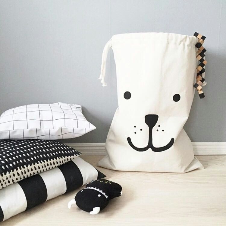 Large Baby Toys Storage Canvas Bags Bear Laundry Hanging Drawstring Bag Useful