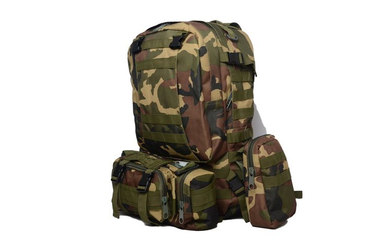 큰 가방 + 작은 가방 성인 배낭 CS 군사 배낭 남자 여성 야외 스포츠 등반 산 육군 위장 가방 벨트 55L