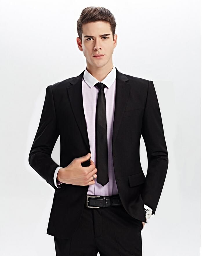 2019 Simple Style Of Pure Black Suit Men'S Cultivate One'S 
