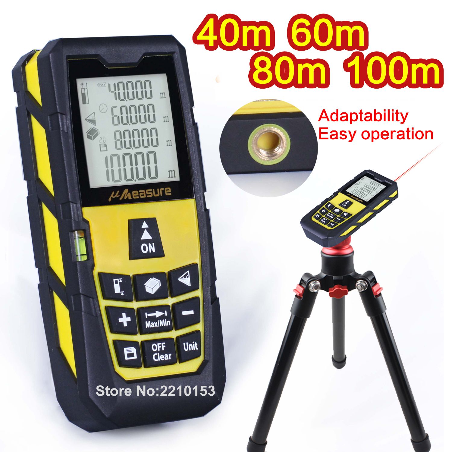 2019 Yellow Laser Distance Meter Handheld Level Rangefinder Measure