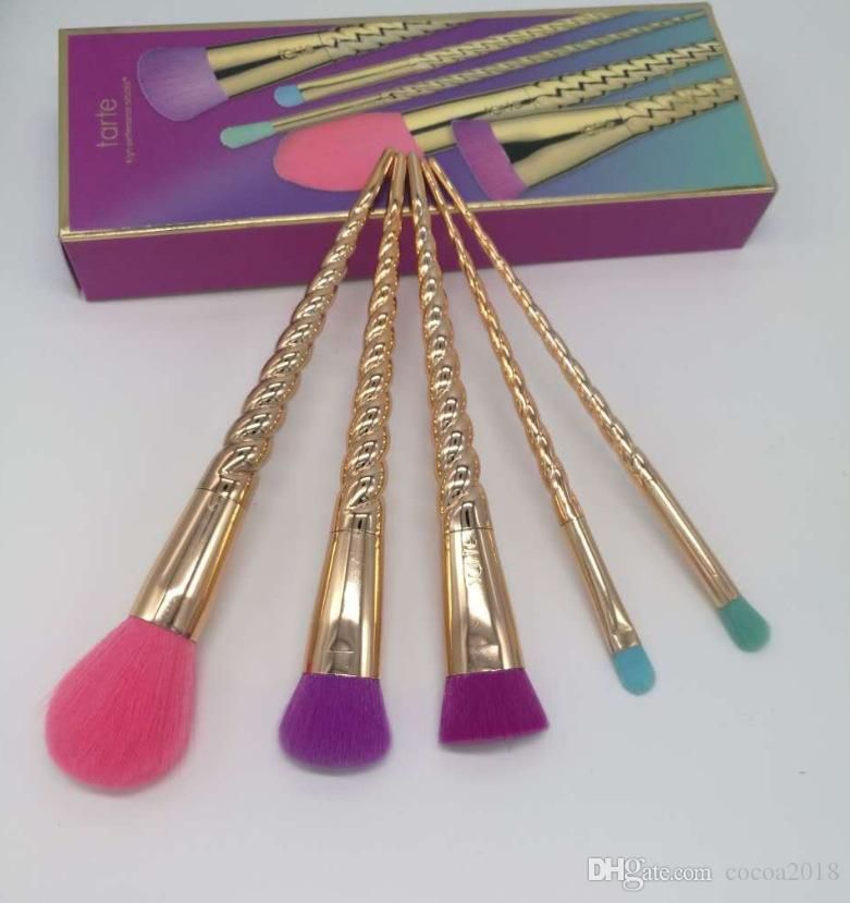 2017 Tarte Makeup Brushes Sets Cosmetics Brush 5 Bright Color Rose Gold