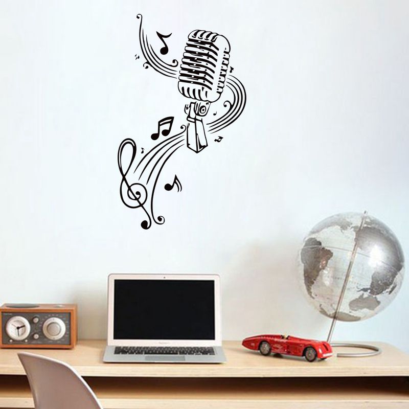 wall vinyl sticker decals mural room design microphone music notes