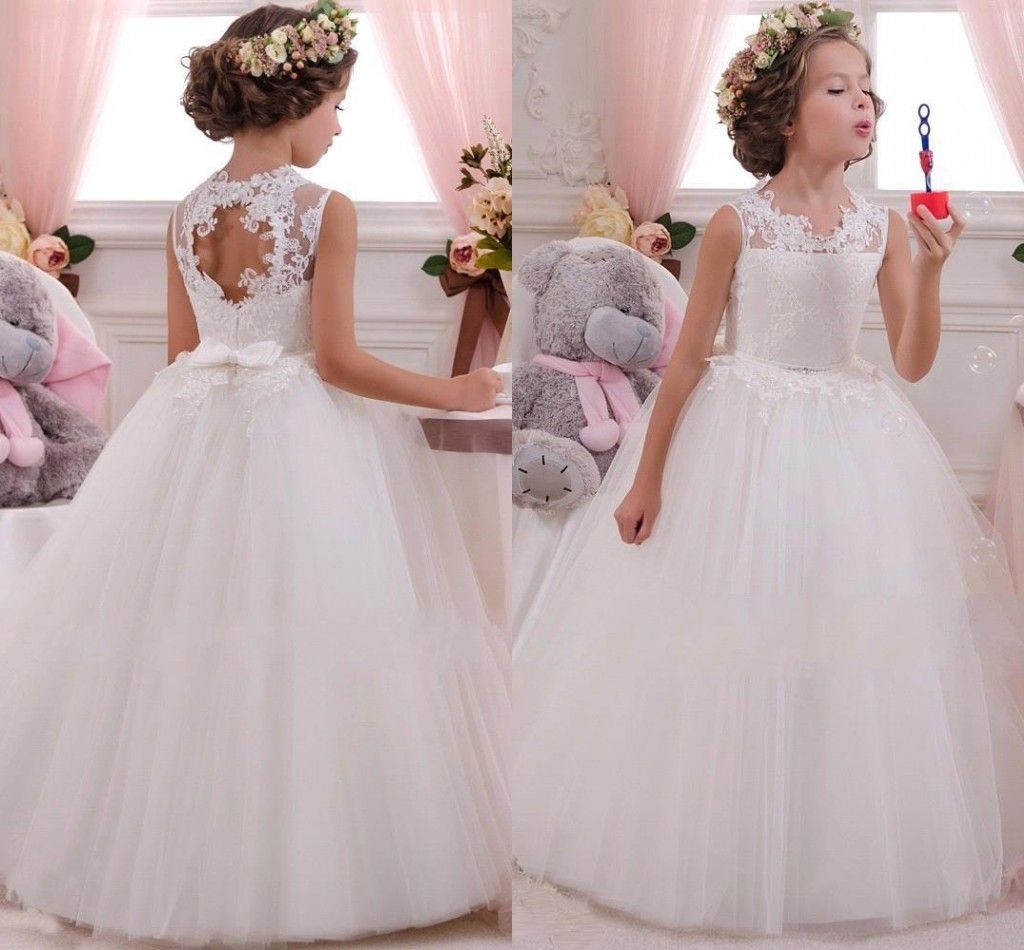 Lace Back Flower Girl Dresses
