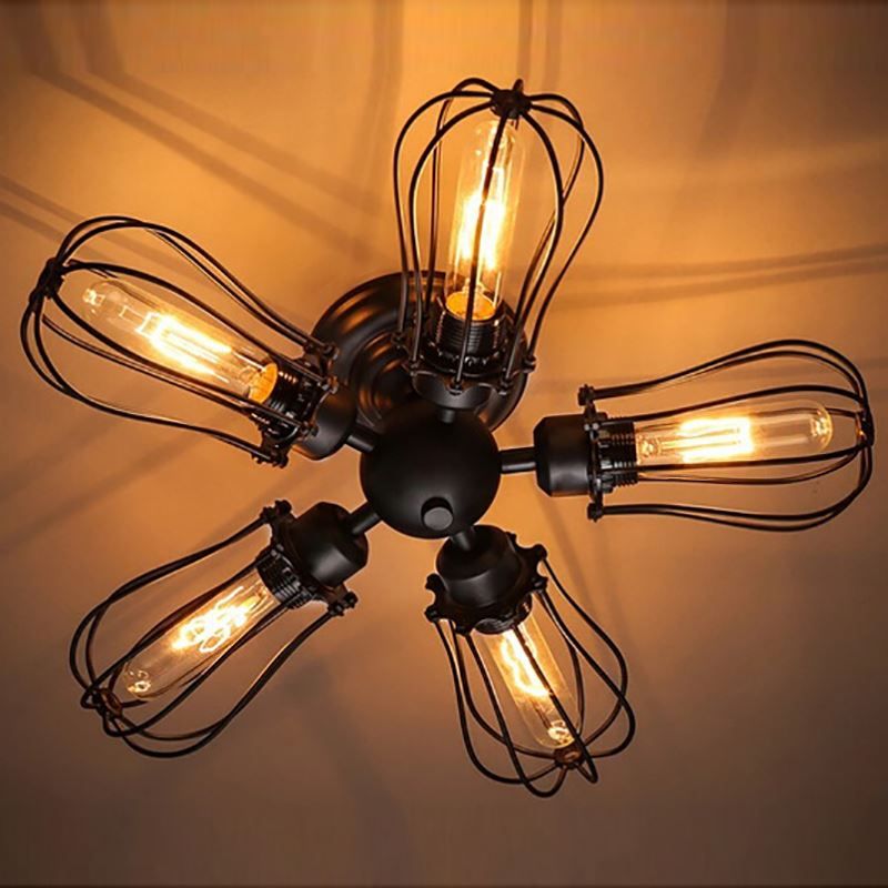 2019 Retro Vintage Black 5 Lights Gfruit Style Kitchen Ceiling Retro Vintage Black 5 Lights Gfruit Style Kitchen Ceiling E27 Lamp Fixtures For Home Bedroom Living Room Bar Cafe