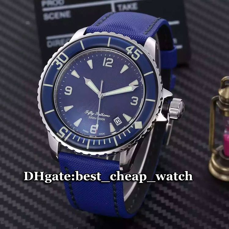 fifty five fathoms automatic blue dial men's watch