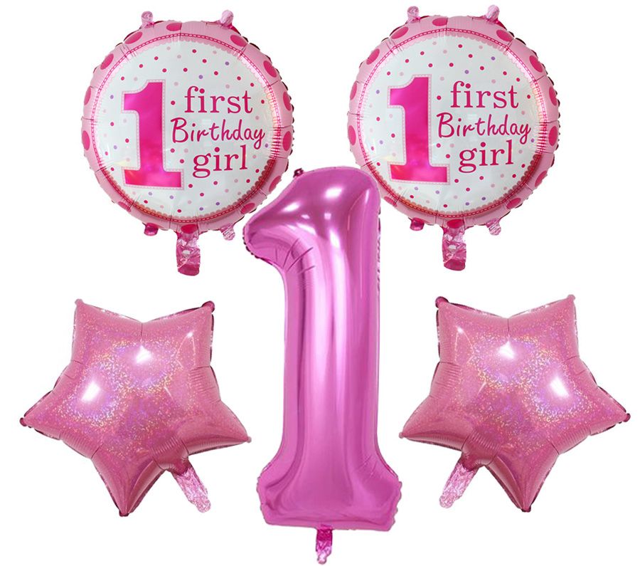 Baby 1st Birthday Balloons Blue Pink Foil Balloons Happy Birthday