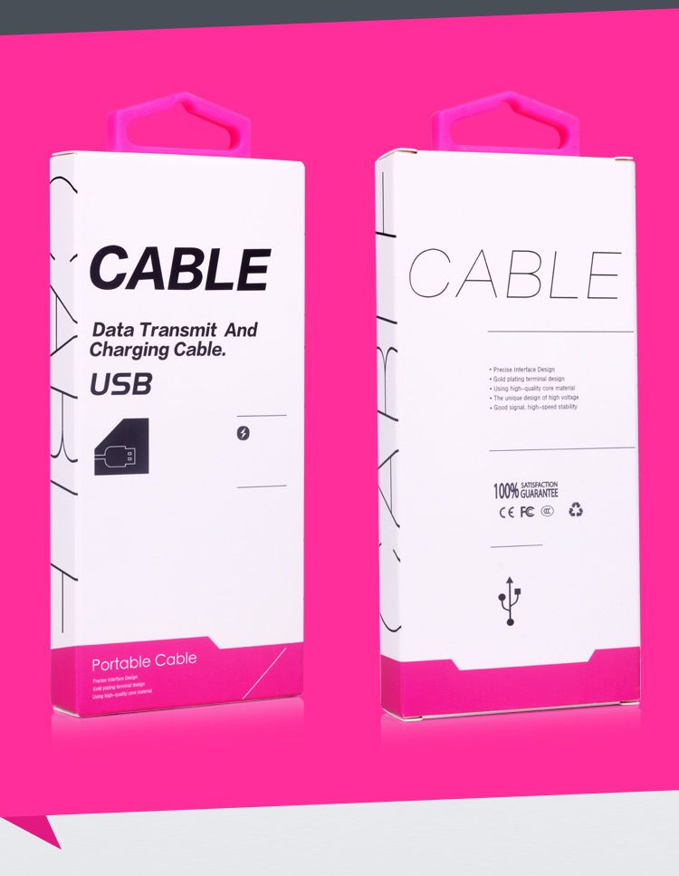 New Cable Paper Retail Package For 1 1.5m USB Cable Packaging Charger