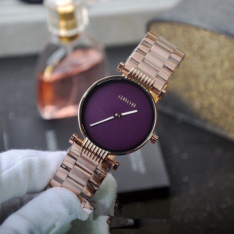 Stainless Steel Guou Brand Đồng Hồ Nữ Guou 8190 Dây Da Mặt Vuông