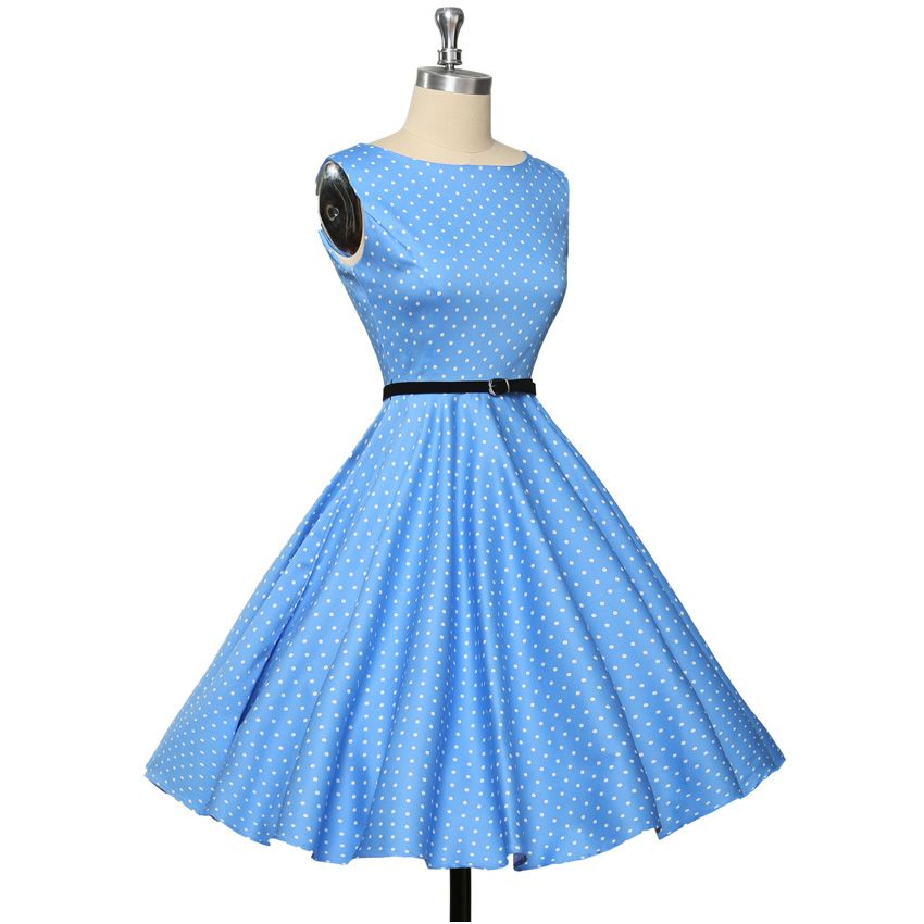 GRACE KARIN Vestido Vintage de Niñas Años 50 para Fiesta Cóctel Vestido Algodón de Verano sin Mangas