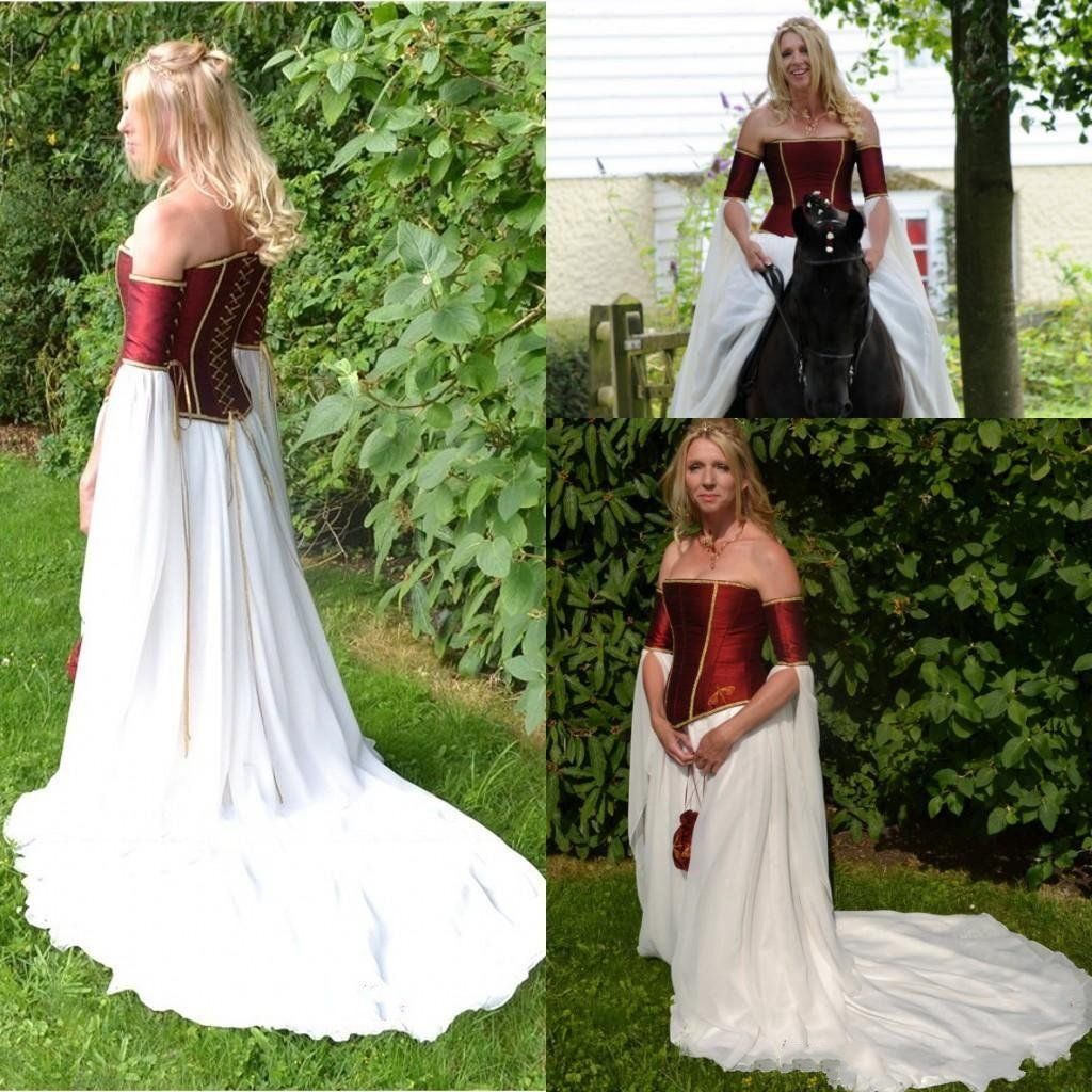 white renaissance wedding dress