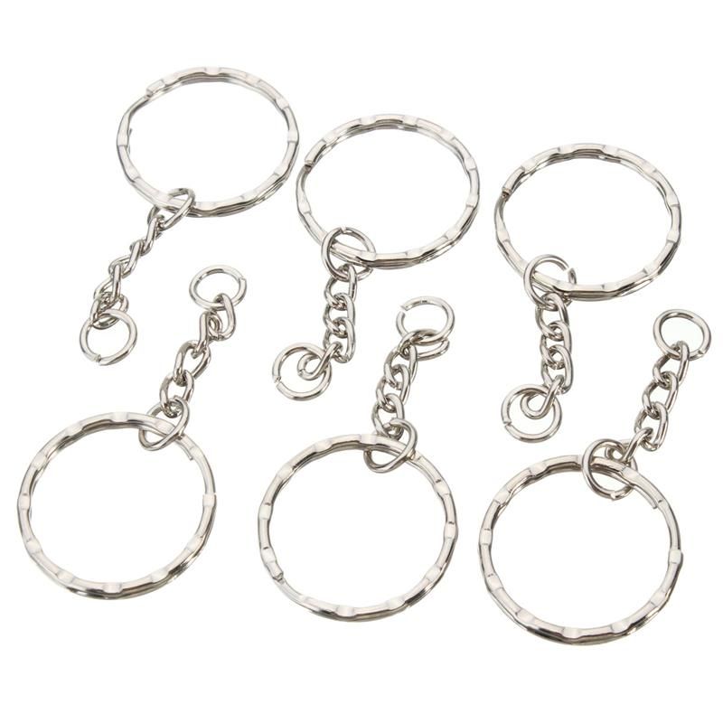 Silver 100Pcs Keyring Blanks Tone Key chains Key Split Rings 4 Chain Link UK