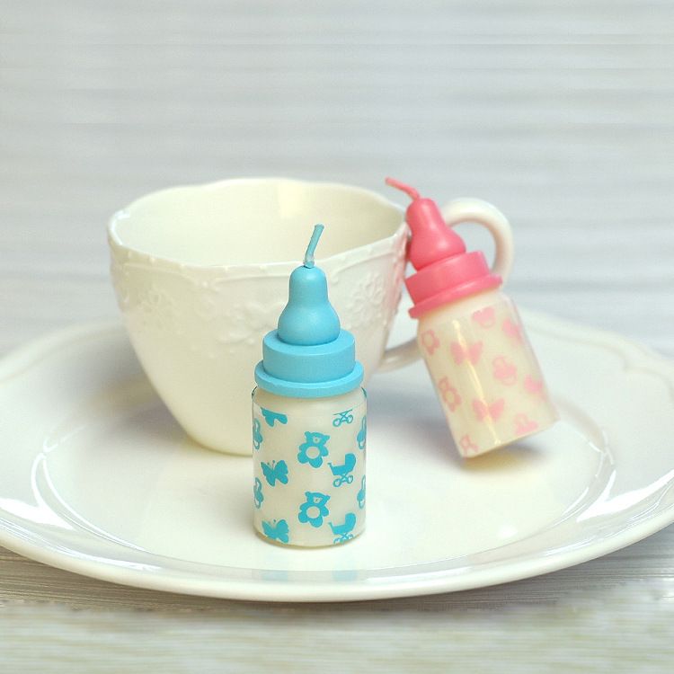 Pink And Blue Baby Bottle Candle Baby Shower Gift Decoration Kits