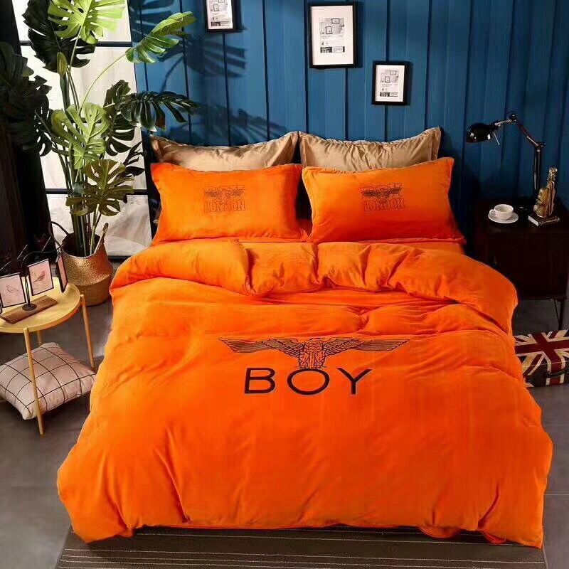 2020 Winter Velvet Plush Orange Brandbedding Set Boys Girls