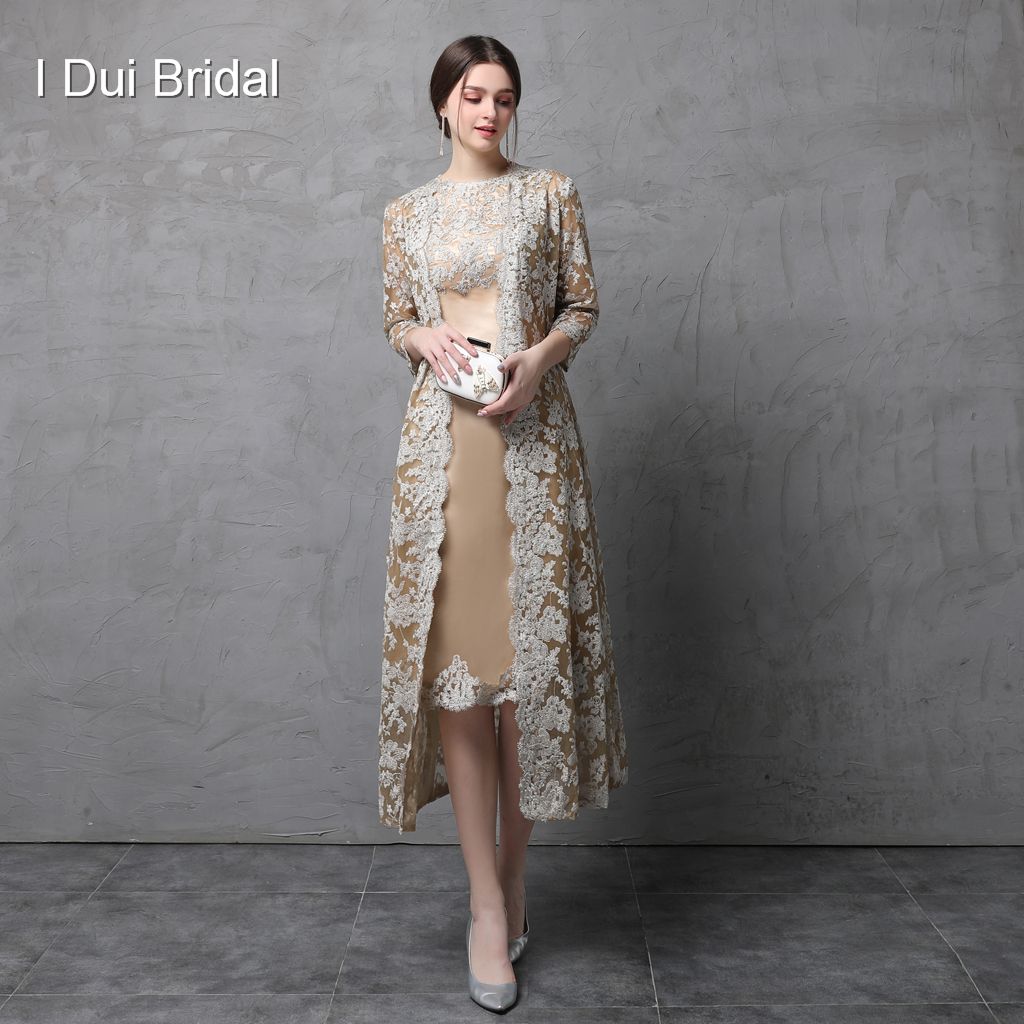 mother of the bride long jacket dresses