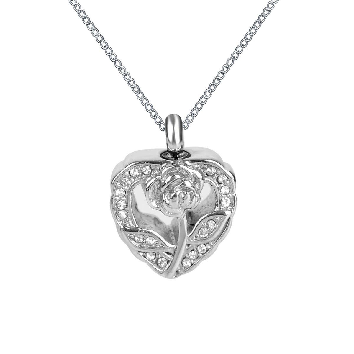 Lily Cremation Jewelry Rose Heart White Diamonds Urn Necklace Memorial Ash Keepsake Pendant With Gift Bag Funnel And Chain - Cremation Jewelry For Ashes Pendant Lily Cremation Jewelry Rose Heart White Diamonds Urn Necklace Memorial Ash Keepsake Pendant With Gift Bag Funnel And Chain - Cremation Jewelry For Ashes Pendant