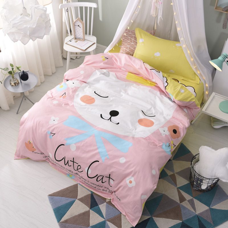 Cute Pink Cat Comforters Quilts Sets Duvet Covers Bed Sheets Pillow Cute Pink Cat Comforters Quilts Sets Duvet Covers Bed Sheets Pillow Shams Bedspreads 100 Cotton Teen Children Girl Gift Twin Size Full