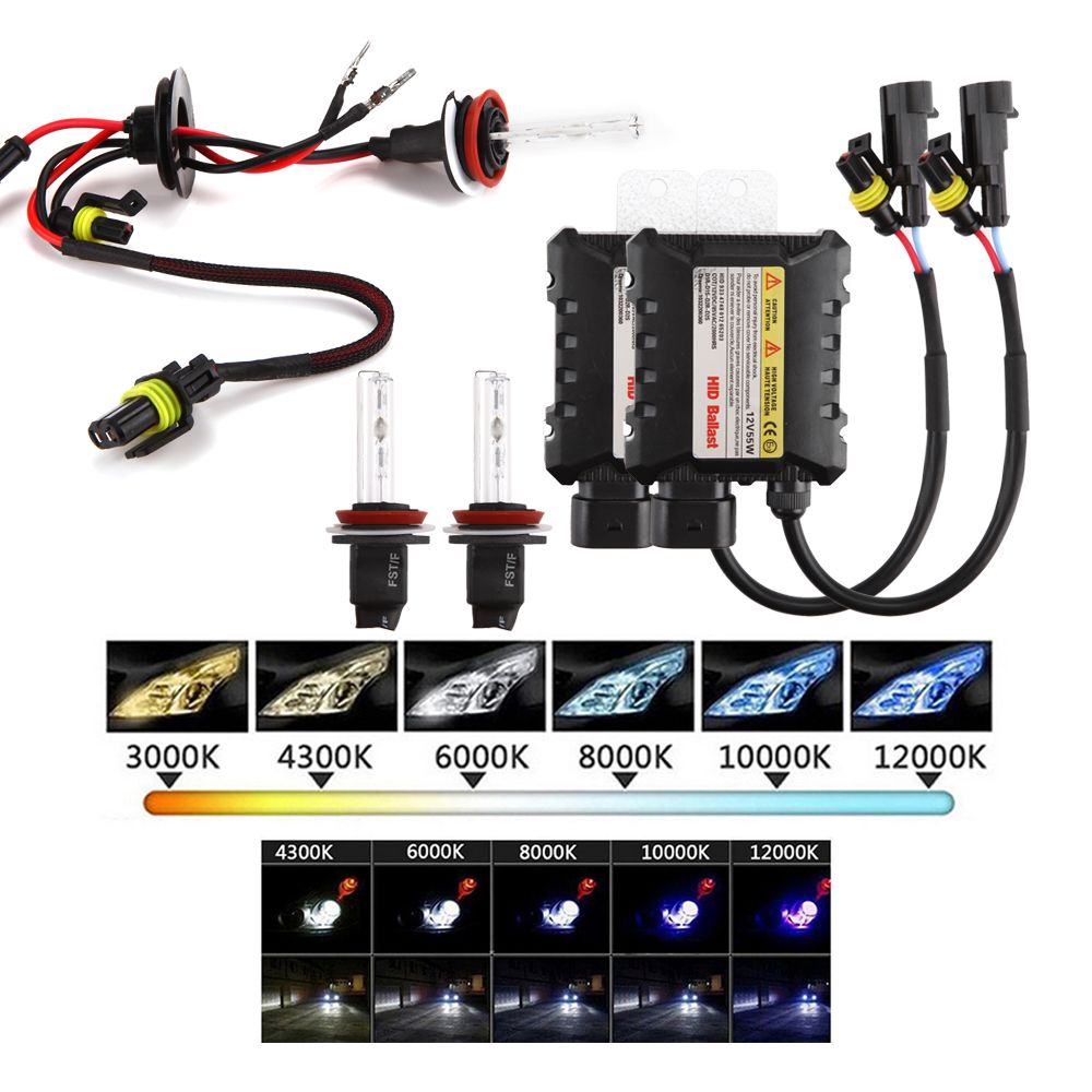 55W HID Xenon Headlight Conversion KIT H1 H3 H7 H8/H9/H11 880/881 9005 9006 12000K Car Led Bulbs