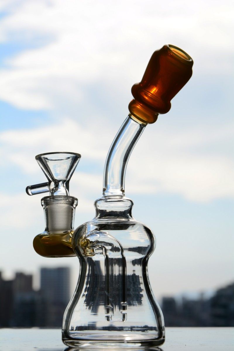 2020 Heady Glass Bongs Small Bong Colored Mouth Bent Neck Bubbler Dab