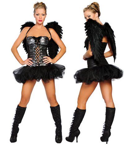 naughty dark angel with wings sexy adult costumes halloween party costume cosplay fancy costume for girls 2213 online with 2388set on andreagirls store