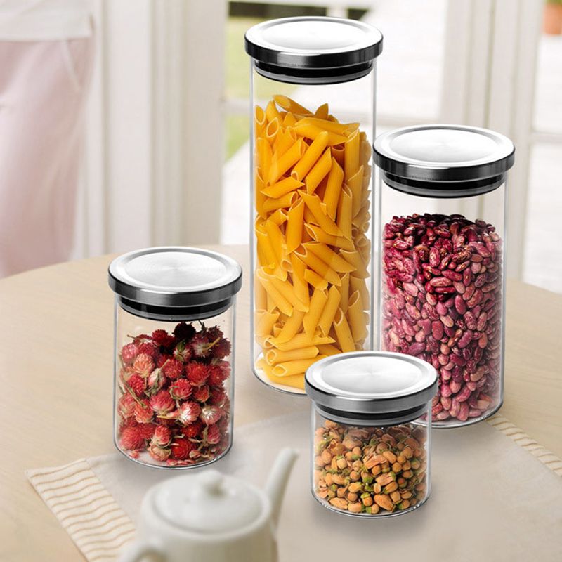 Spin Lock Airtight Canisters Round Transpa High Spin Lock Airtight Canisters Round Transpa High Borosilicate Glass Container Food Storage Jars For Sugar Rice Flour Nuts Pasta By