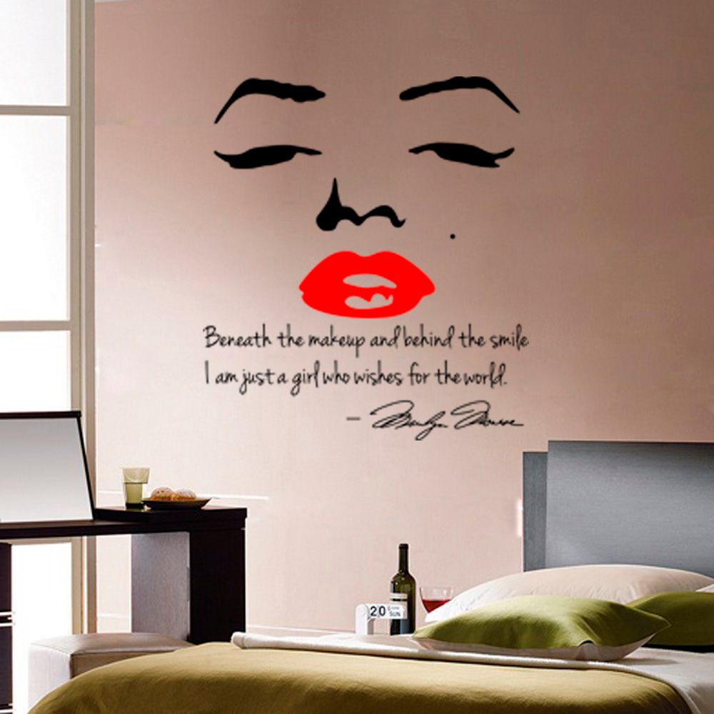 Hot Selling Marilyn Monroe Quotes Wall Stickers Bedroom Vinyl Wall