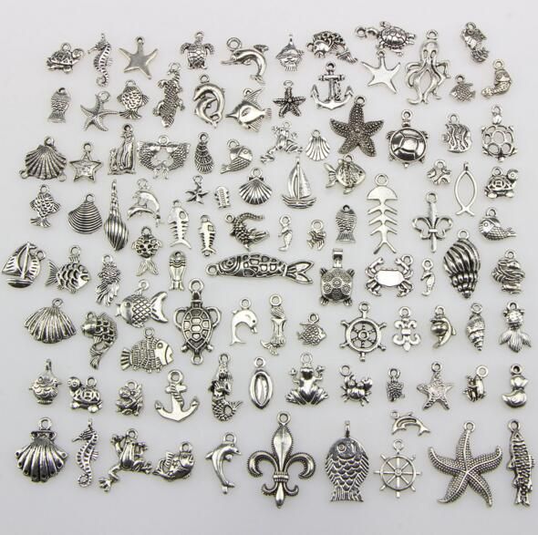 Mix 100 stijl ketting hanger bedel DIY zilveren sieraden Tibetaanse bevindingen armband ketting accessoire sieraden bevindingen componenten