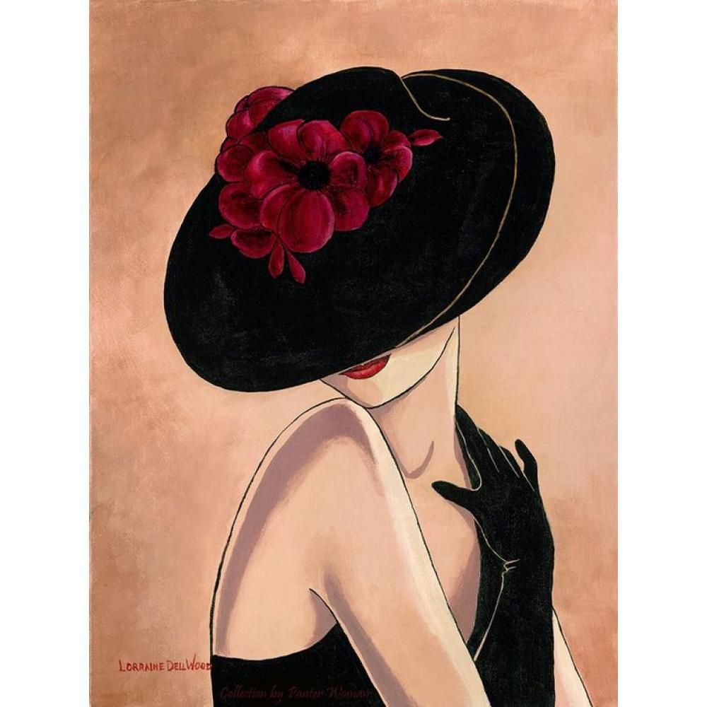 Acheter Art Abstrait Moderne Femme Au Chapeau Noir Peint à La Main