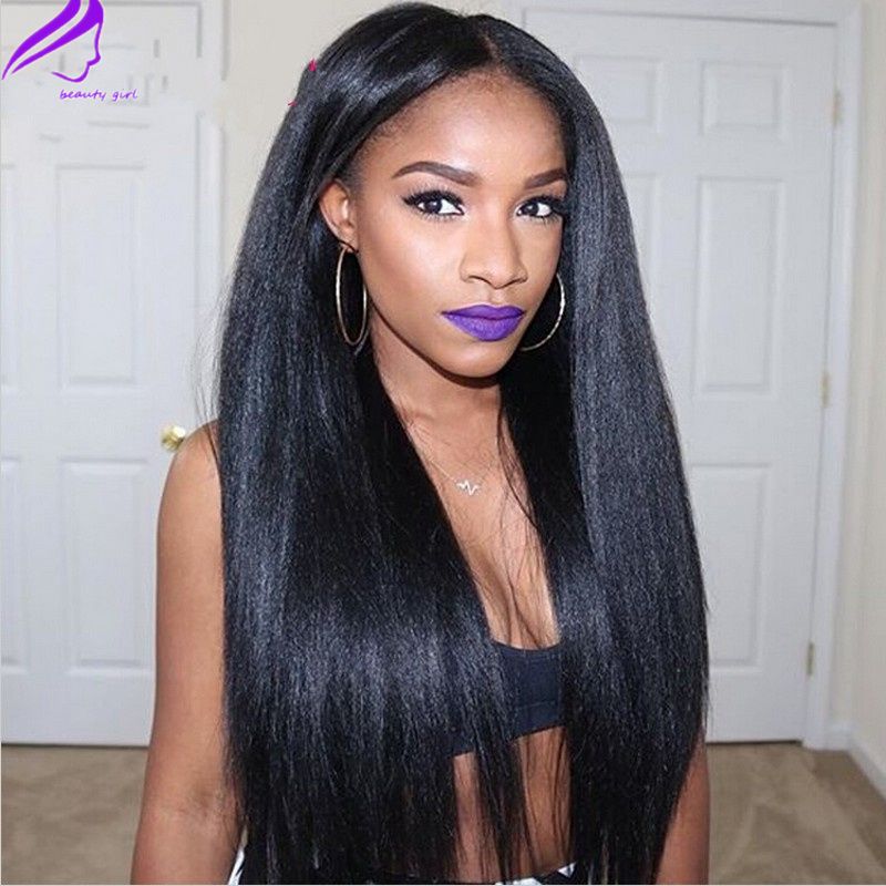 12 28 Inch Stock Long Italian Yaki Kinky Straight Ynthetic Lace Front