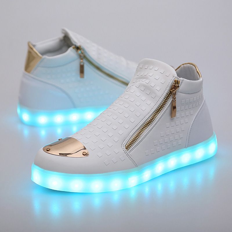 Acquistare Scarpe Alte Colorate Bianche E Nere Con Luce Colorata Scarpe  Laterali Con Cerniera A LED Scarpe Leggere Con Ricarica USB Scarpe Luminose  Economico | Consegna Veloce E Qualità | It.Dhgate