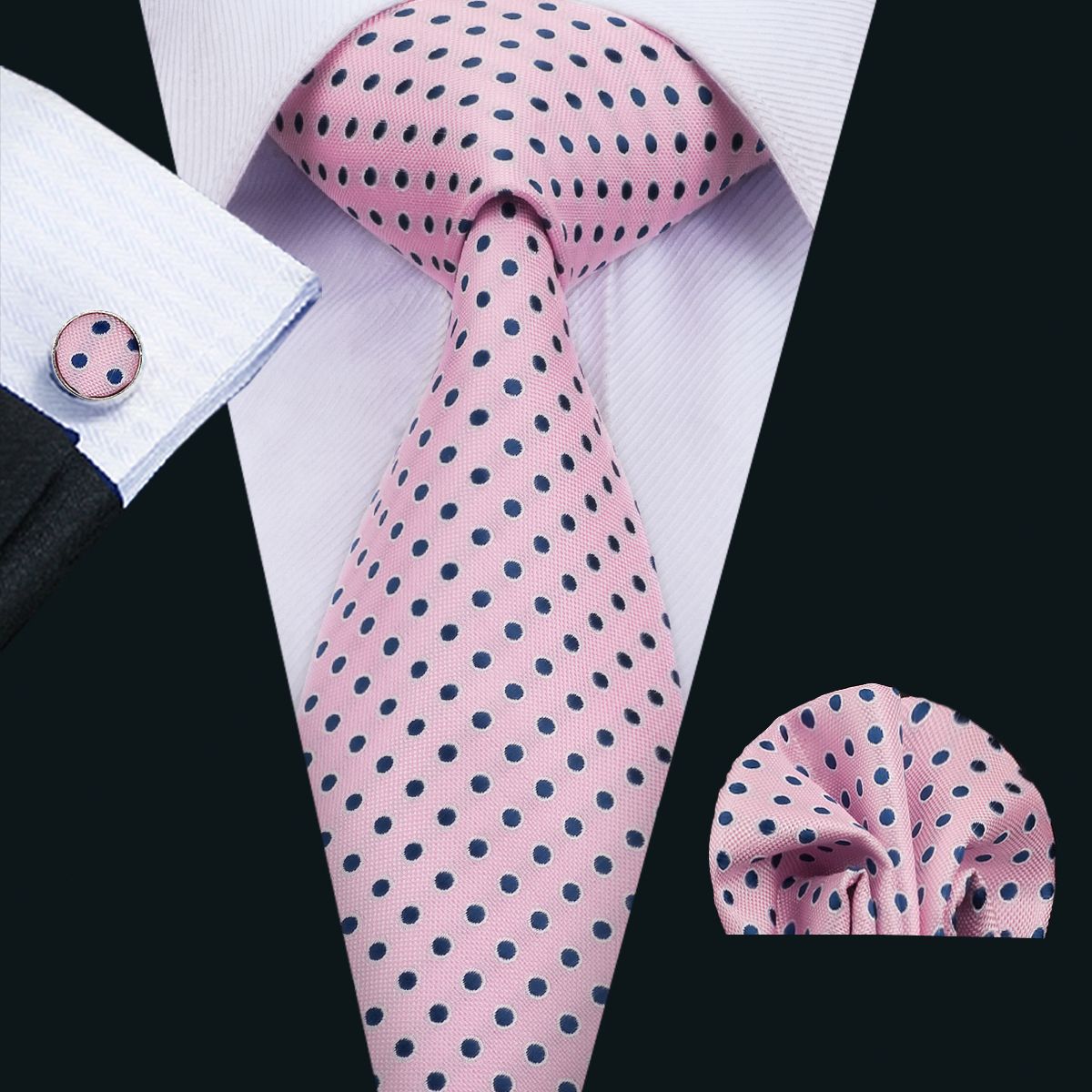2019 Classic Silk Mens Neckties Pink Tie Sets Dot Ties For Men Tie ...