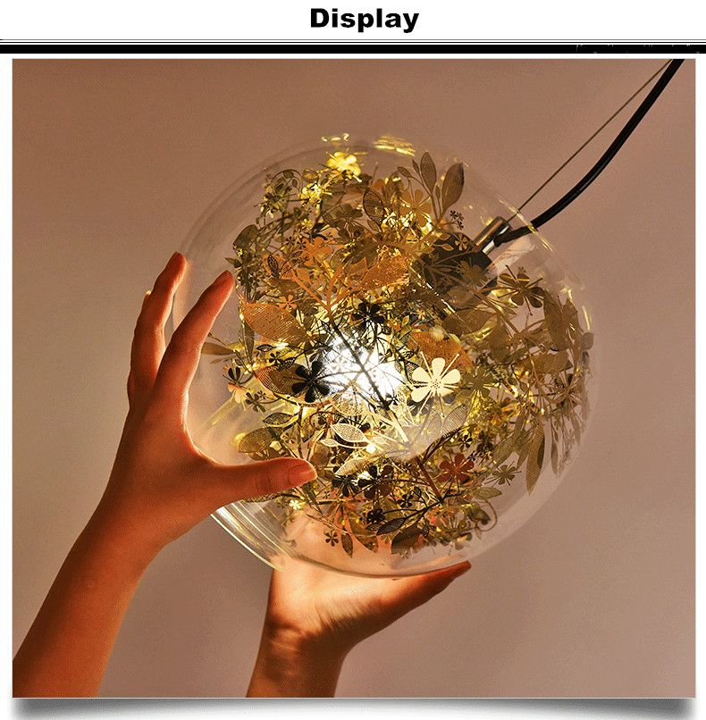 Post Modern Glass Ball Pendant Lamp E27 Bulb Novelty Suspension Christmas Light Dining Room Lighting Home Decor