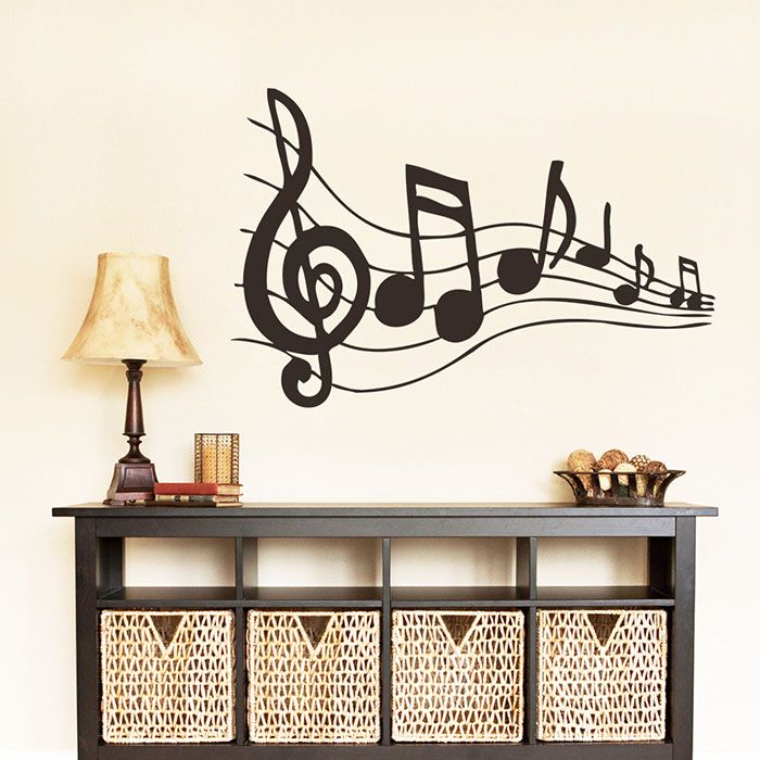 Compre Negro Notas De La Música Decalques De Pared Pegatinas Decoración