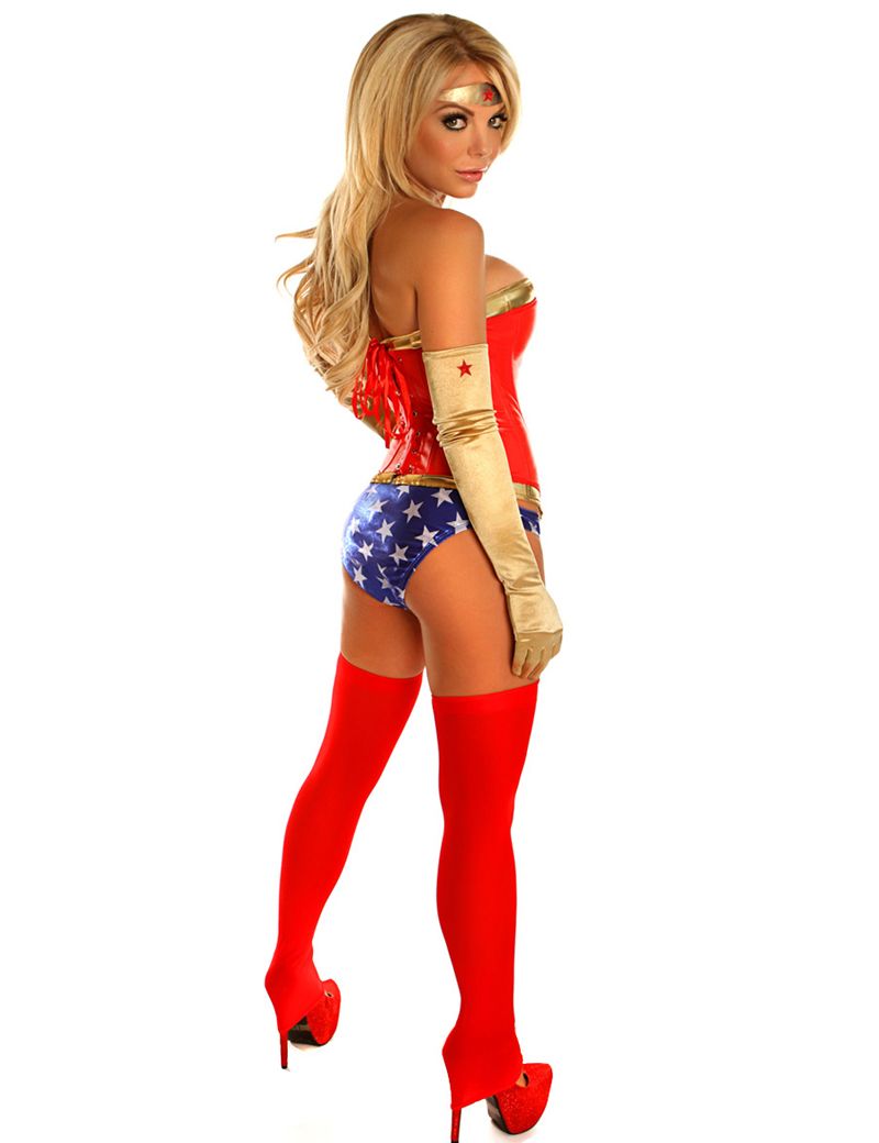 2019 Wholesale Pvc Corset Panties Set Wonder Woman Costume 