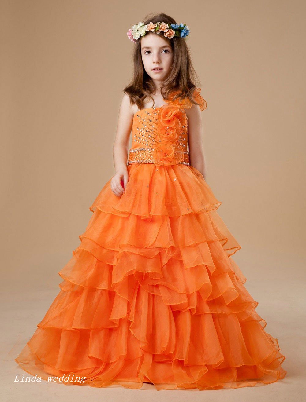 orange colour dress for girl