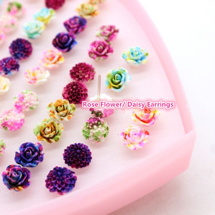 Hot Sale New 11 Styles Earrings for Women Fashion Jewelry Stud Earring Colorful Resin Flowers Earrings Cute Hypoallergenic 4538