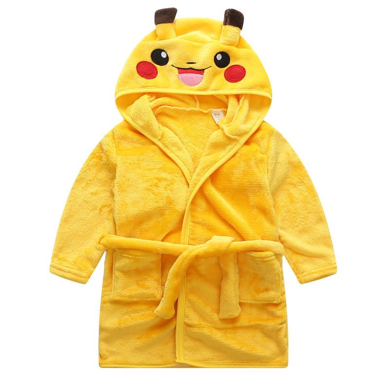 Hot New Style Pikachu Kids Pajamas Robe Winter Cartoon Children BathRobe Hoodies Unisex Girl