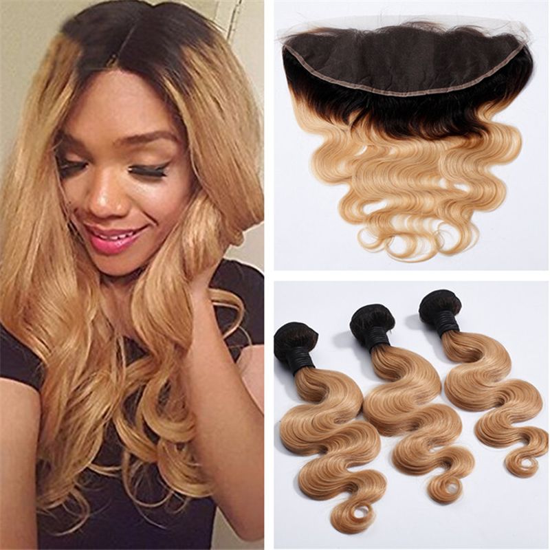 2019 8a Malaysian Honey Blonde Ombre Hair Bundles With Lace