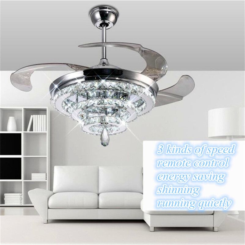 2017 Led Crystal Chandelier Fan Lights Invisible Fan Crystal 2017 Led Crystal Chandelier Fan Lights Invisible Fan Crystal Lights Living Room Bedroom Restaurant Modern Ceiling Fan 42 Inch With Remote Control From ... - 2017 Led Crystal Chandelier Fan Lights Invisible Fan Crystal
