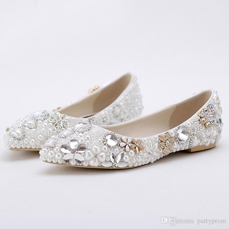 New Arrival Silver Rhinestion Wedding Shoes For Bride 2017 Low