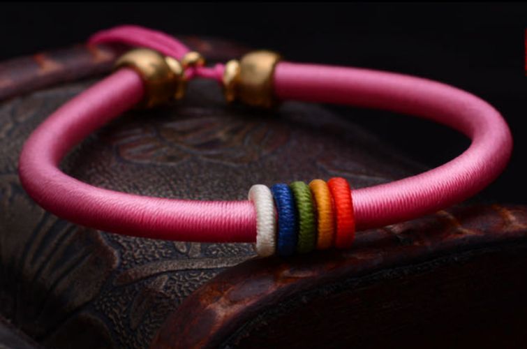 and woven handmade colorful knot pink string d