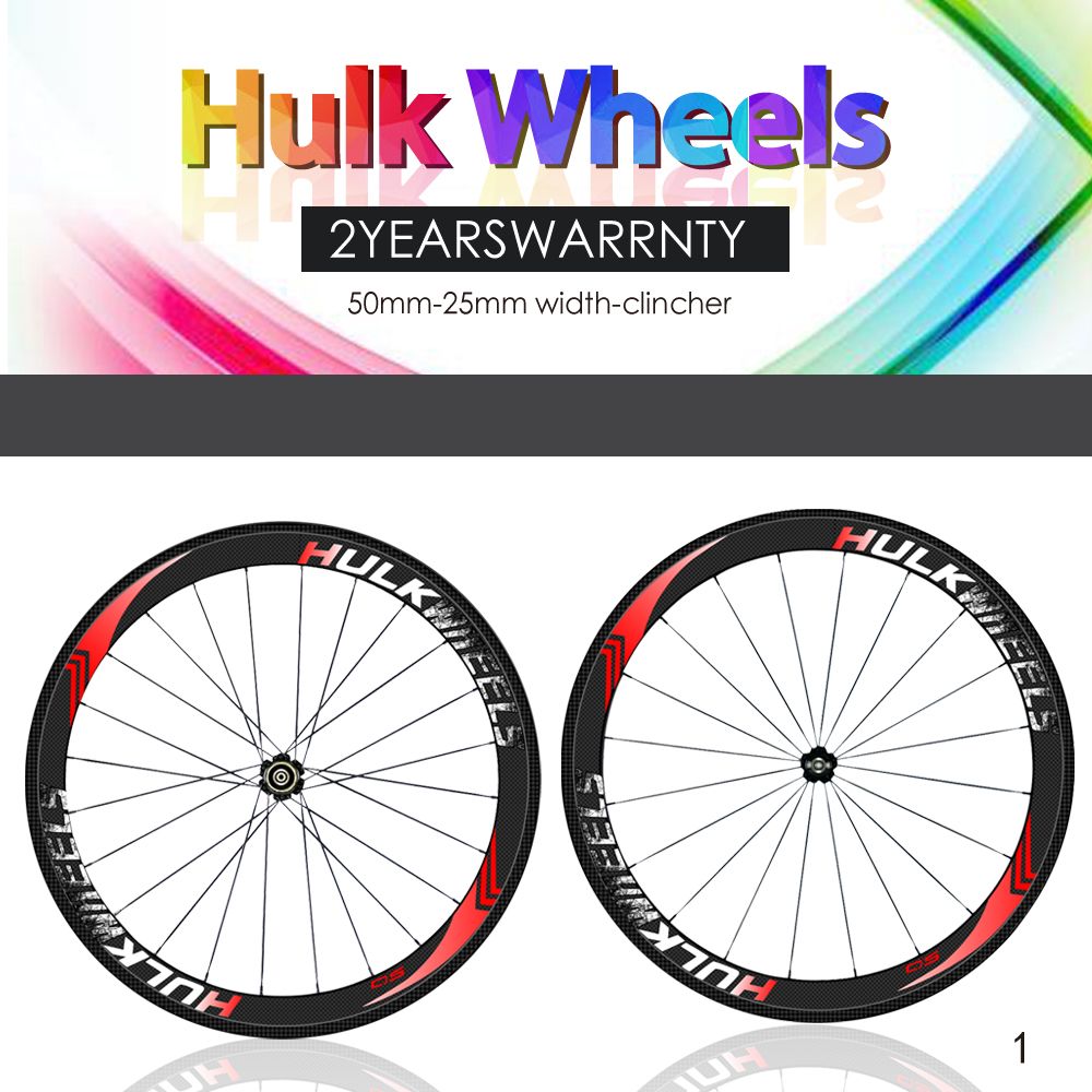 700C Racing Bicycle Carbon Wheels with Black Red Powerway R51 Striaight