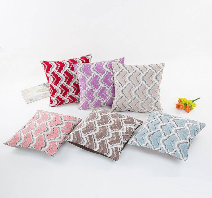 Spandex Fabric Cushion Cover Square Pillowcase Sea Wave Striped
