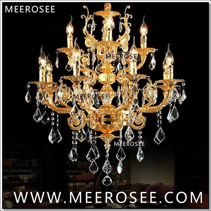 Modern Luxury 12 Arms Crystal Chandelier Lamp Gold Suspension Re Modern Luxury 12 Arms Crystal Chandelier Lamp Gold Suspension Re Light For Foyer Lobby Md8857 L8 4 D750mm H750mm